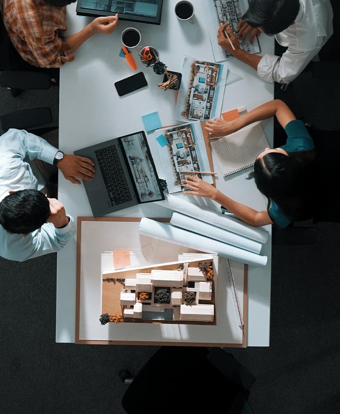 A team working together around a table